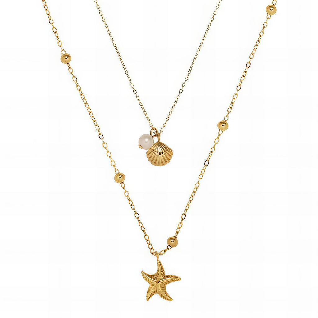Collar, acero chapado en oro de 18 quilates