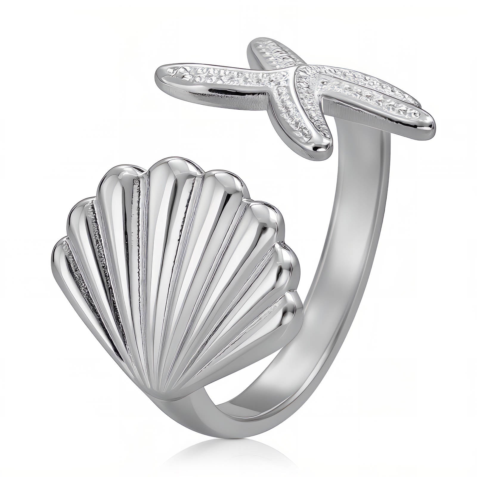 Ring „Seestern und Muschel“, Edelstahl