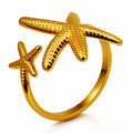 Ring „Seestern“, 18 Karat vergoldeter Stahl