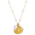 Collar "Estrella de mar y Concha", acero bañado en oro de 18 quilates