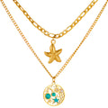 Collar "Estrellas de mar", acero chapado en oro de 18 quilates
