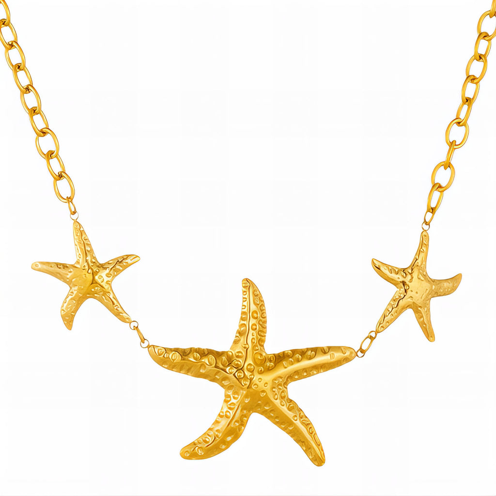 Collar "Estrellas de mar", acero chapado en oro de 18 quilates