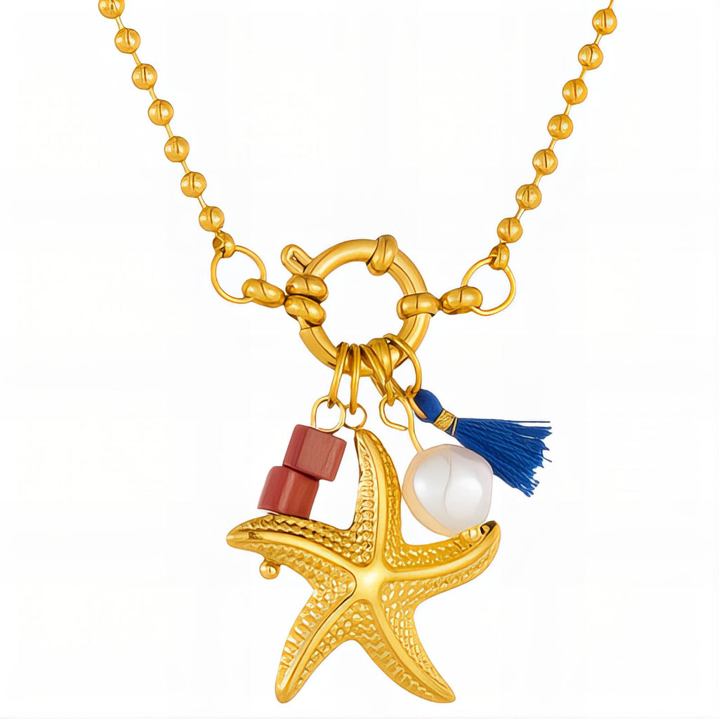 Collar "Estrella de mar", acero chapado en oro de 18 quilates