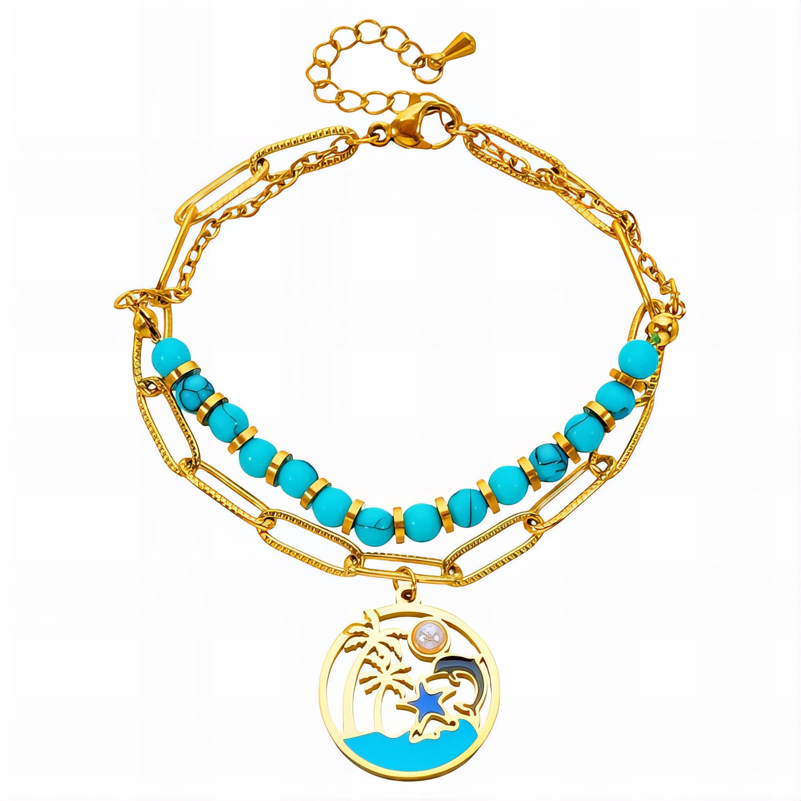 Armband „Seestern“, 18 Karat vergoldeter Stahl