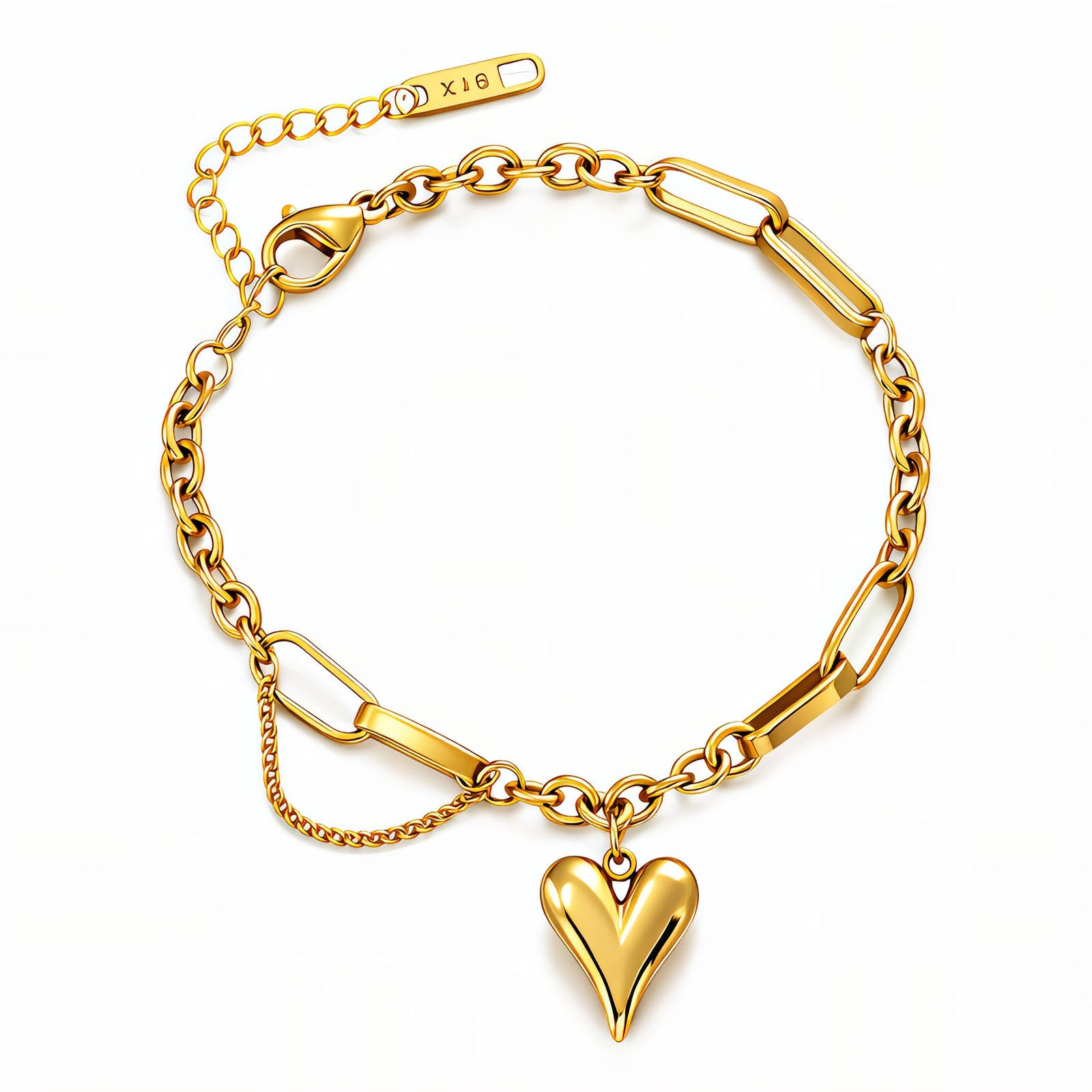 Herz“-Armband, 18 Karat vergoldeter Stahl