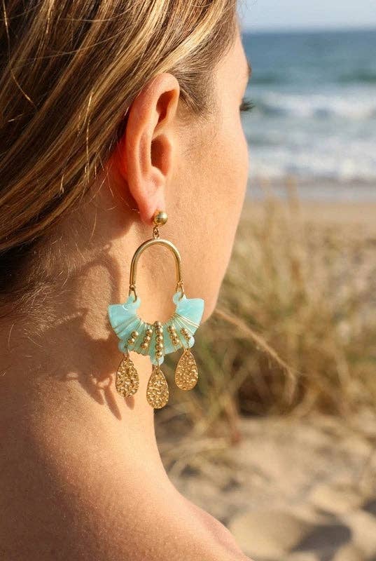 Ohrringe Cielo Azul, 18K vergoldeter Stahl